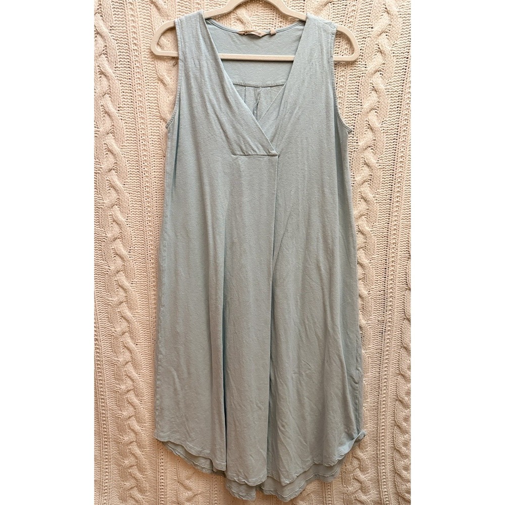 Soft‎ Surroundings Dress S Blue Midi Sleeveless Linen Cotton Coastal Resort Boho